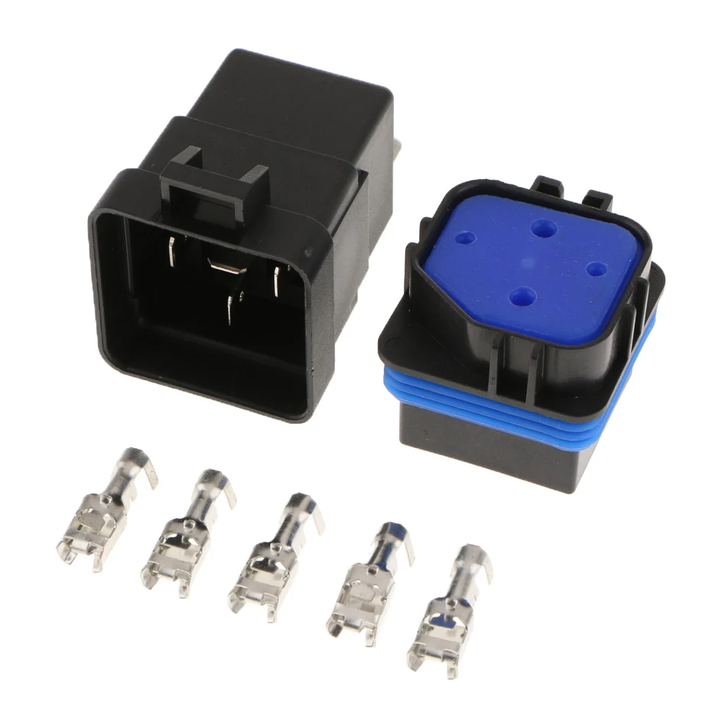 2Pcs 12V 40A 4PINS Relay Wiring Inside the Waterproof Socket with Terminals