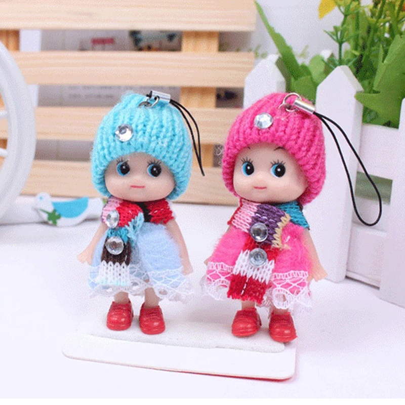 1PC Super Cute 8cm Plush Dolls Keychain Soft Stuffed Toys Keyring Mini Plush Animals Key Chain Doll Random Color