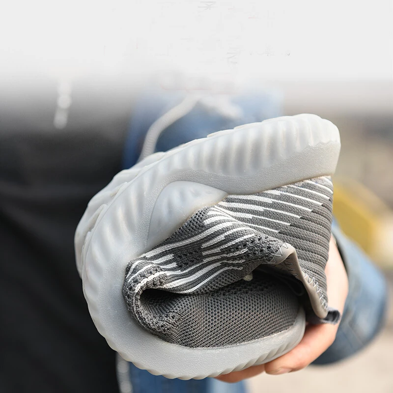 Men's Safety Work Shoes Steel Toe Cap Boots Lightweight Non-slip Puncture-Proof Construction Work Sneakers Breathable Shoes Male