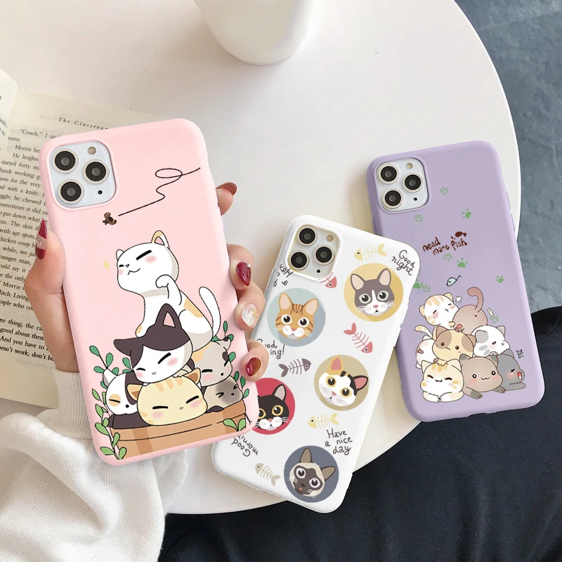 Cute Cartoon Lucky Cat For Samsung Galaxy A50 A51 A52 A12 A71 A31 A32 A70 A72 A41 A10 A40 A30 A20 S20 FE S21 Plus Silicone Cover