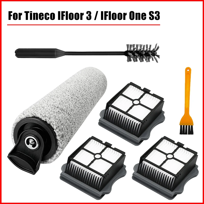 Spazzola a rullo di ricambio e Kit filtro compatibile per Tineco Floor One S3 e IFloor 3 parti per aspirapolvere a secco senza fili