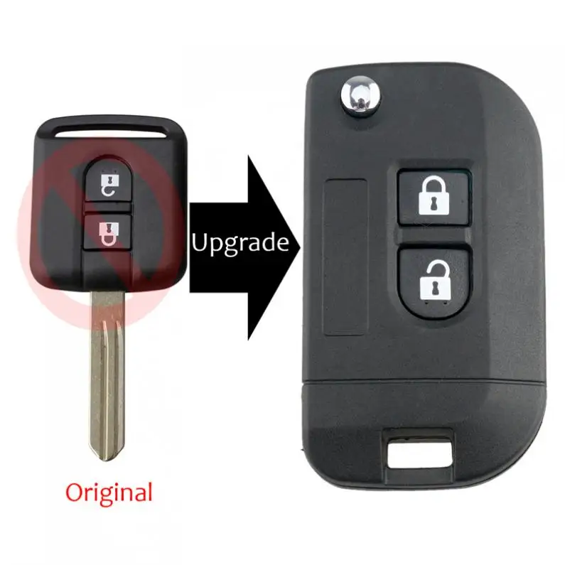 2 Buttons Flip Folding Modified Remote Key Shell Car Case Fob Cover Fit for Nissan Qashqai / Micra Navara / Almera Note Sunny