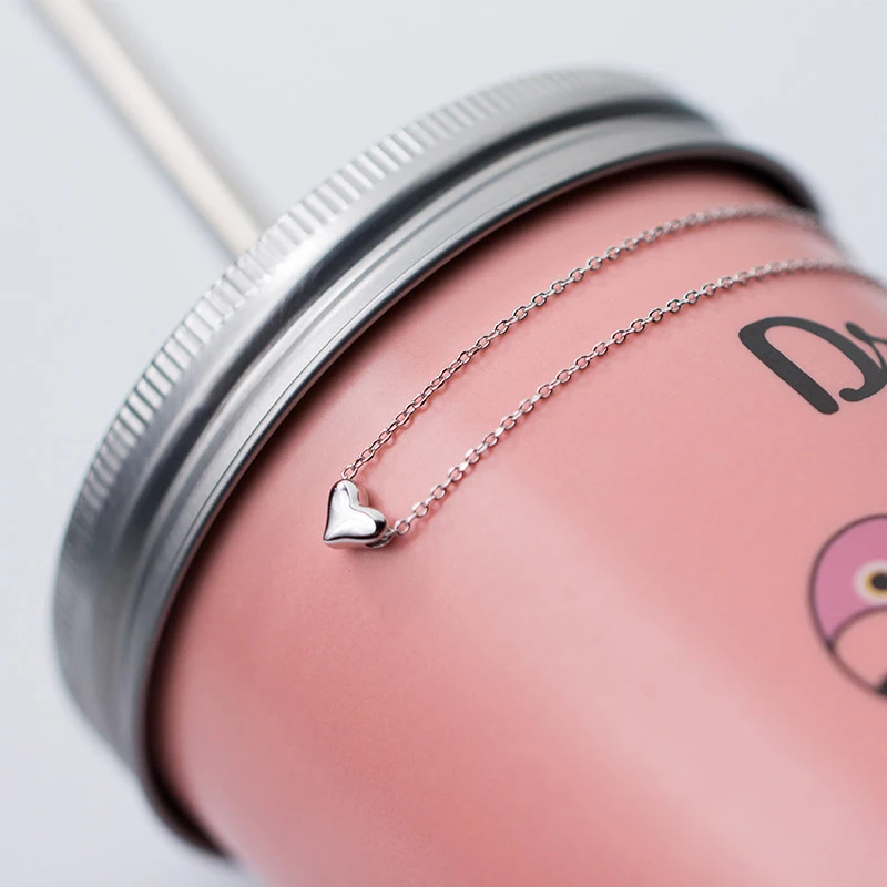 Modian Lucky Cute Heart Chain Necklace for Women Charm Fashion Link 925 Sterling Silver Love Wedding Fine Silver Jewelry