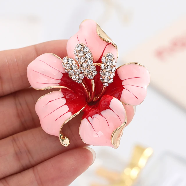 Pink flower brooch pin store