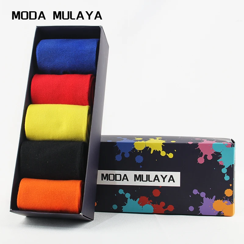 Moda Mulaya 5/7 Pairs/Lot Men's Happy Socks Momen Cotton Multicolor Comfortable Funny Socks Breathable and Sweat-Absorbent Sport