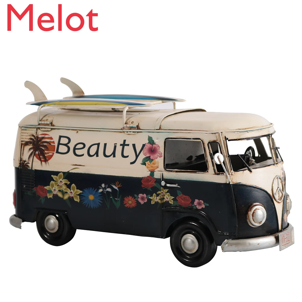 

Retro Surfing Bus Car Model Classic Car Tissue Box Bar Restaurant Creative Tissue Box Decoration Retro Nostalgia Metal