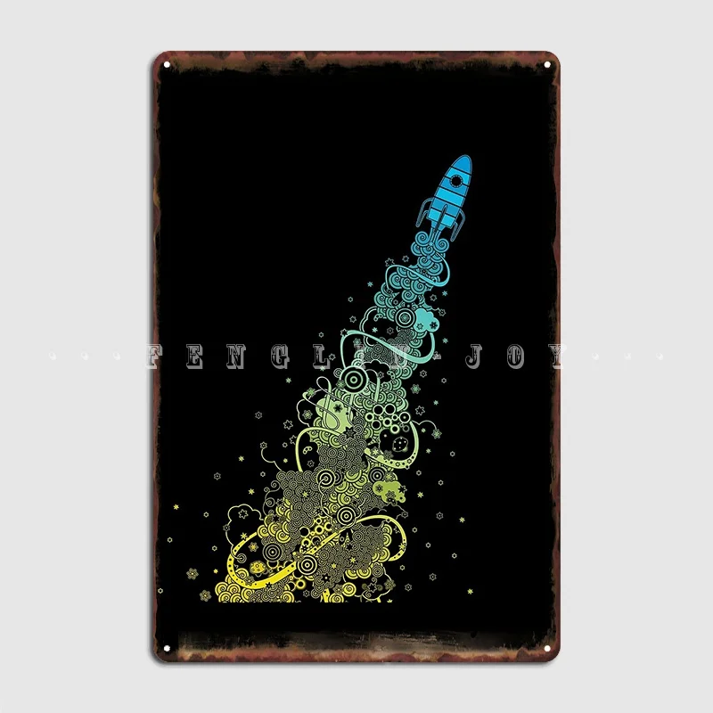 

Винтажный металлический плакат в виде путешествия в космос