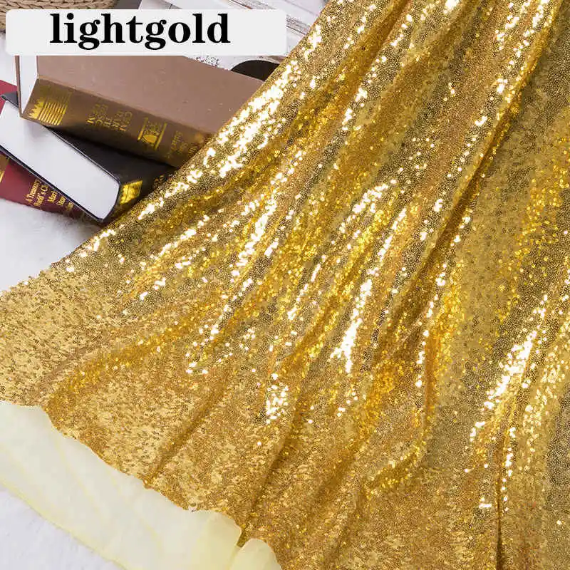 New Dark Gold Shiny Fabric  3mm Sequin Fabric Sparkly  for Clothes Tablecloth Table Runner Stage Party Wedding Decor