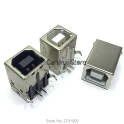 10PC USB 2.0 Connector Socket Jack Female Type B 90/180 Degree Connector Soldering PCB Connector D Printer Interface White/Black