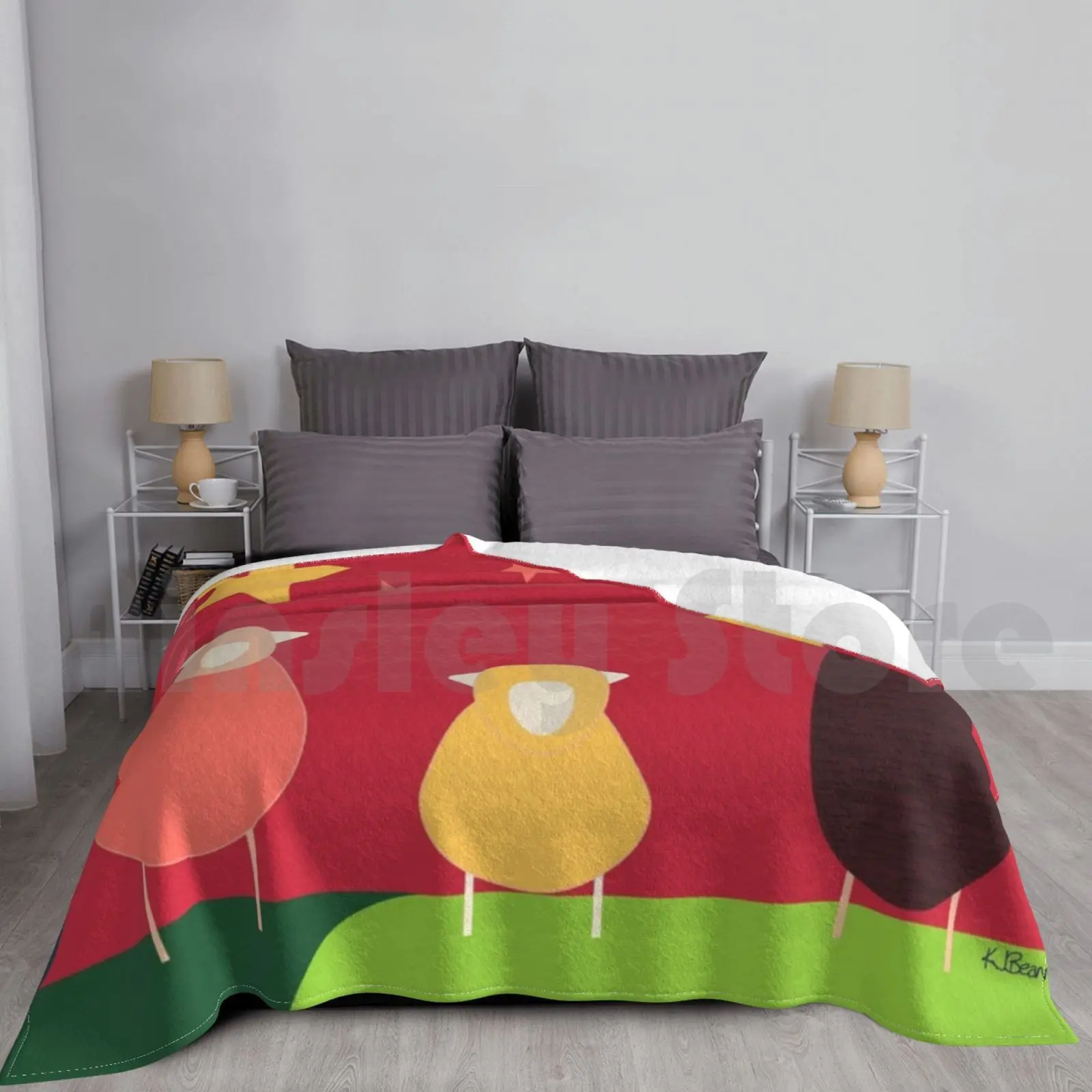 

Sleepy Sheep Blanket For Sofa Bed Travel Sleepy Sheep Three Sheep Bright Night Chubby Sheep Lambs