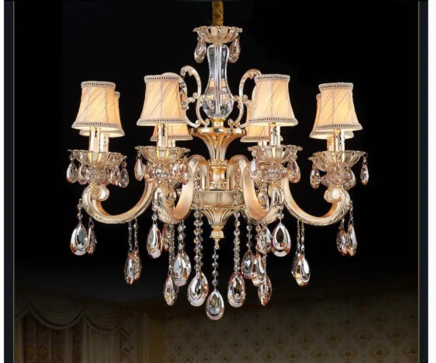 European Alloy S Golden Color Antique K9 Crystal Chandelier In Promotion Copper E14 LED AC Alloy Crystal Lamp Lustre Suspension