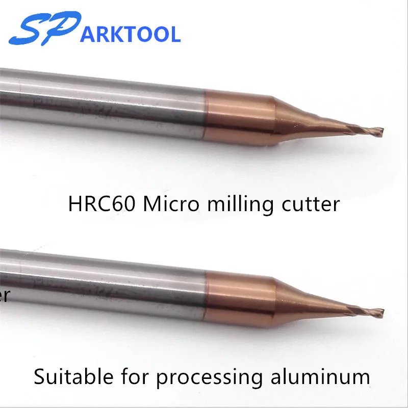 HRC60 Micro 2 Flute End Mill Milling Cutter  0.2-0.9mm 4mm Shank Tungsten Carbide CNC Router Bit Coated Mini Milling Cutter