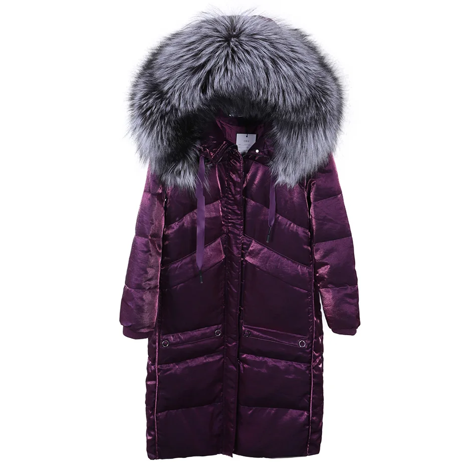 Maomaokong 2022 New Women's Winter Down Jacket Female Natural Raccoon Big Real Fox Fur Collar Coat Women Parkas X-Long Down Coat