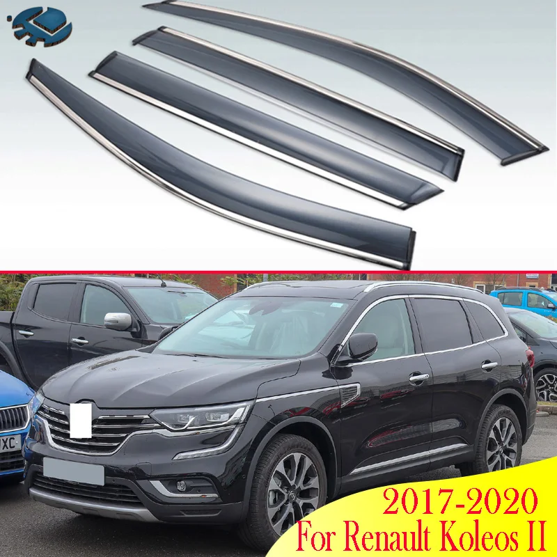 

For Renault Koleos II 2017-2020 Car Accessories Plastic Exterior Visor Vent Shades Window Sun Rain Guard Deflector 4pcs