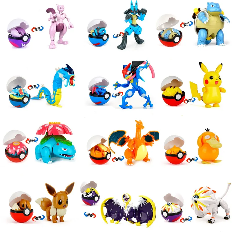 

Original Pokemon Anime Action Figure Pokeball Variant Toy Model Pikachu Charizard Greninja Eevee Pokemon Movable Figur Toy Gift