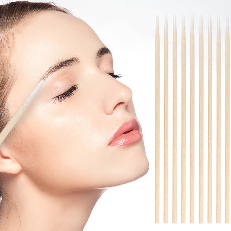 200pc Disposable Cotton Swab Lint Free Micro Brushes Wood Cotton Buds Swabs Ear Clean Stick Eyelash Extension Glue Removing Tool