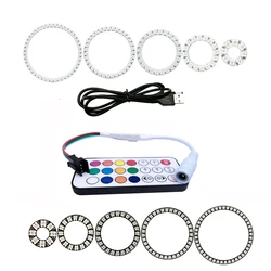 Dc5v ws2812b individualmente endereçável 5050 rgb pixel anel 8/16/24/35/45leds preto/branco pcb com 21key mini usb controlador kit