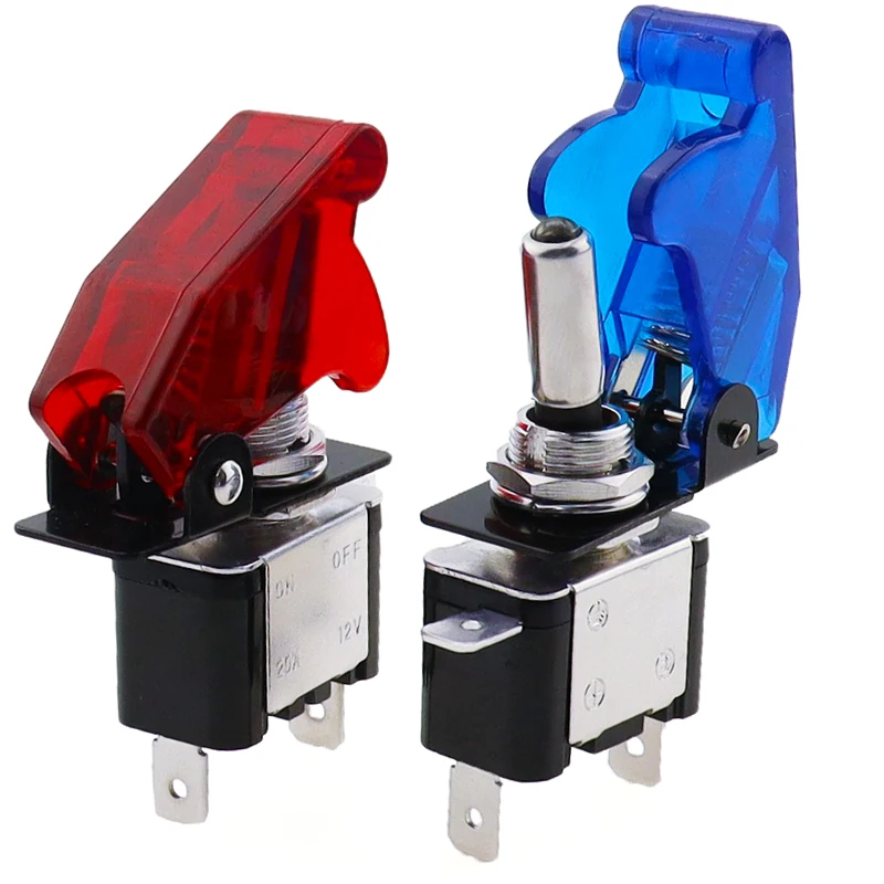 1set Auto Car Boat Truck ASW-07D Led Toggle Switch With Safety Aircraft Flip Up Cover  Red Blue Green Yellow White 12V20A