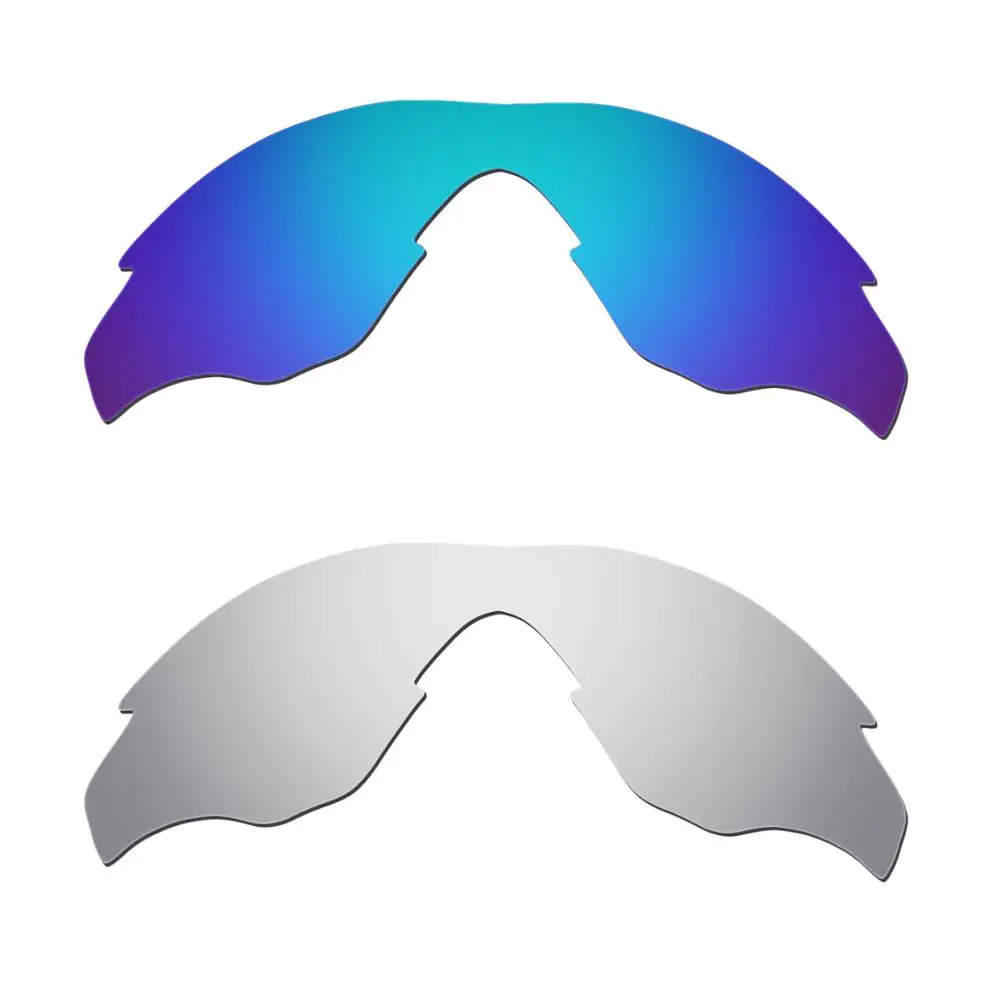 

HKUCO For M2 Sunglasses Replacement Polarized Lenses 2 Pairs - Blue & Silver