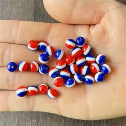100pcs 8mm mixed batch of colorful resin national flag pattern DIY handmade necklaces bracelet spacer beads jewelry