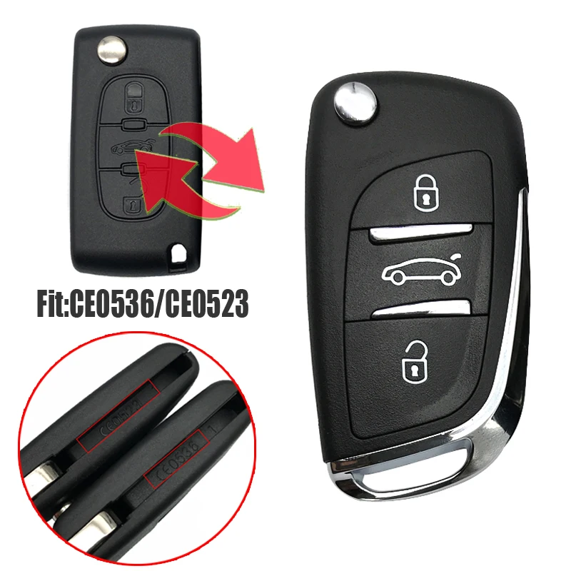 2/3 Button Car key shell For peugeot 407 607 306 408 For CITROEN C5 C3 C4 Modified Folding Flip Key Cover Case Fob CE0523/CE0536