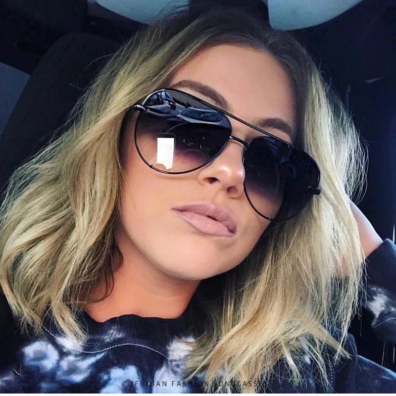 Klassische Metall Luftfahrt Sonnenbrille Frauen Mode Legierung Pilot Sonnenbrille Männer Farbverlauf Schwarz Driving Shades Damen UV400 – Detail 2