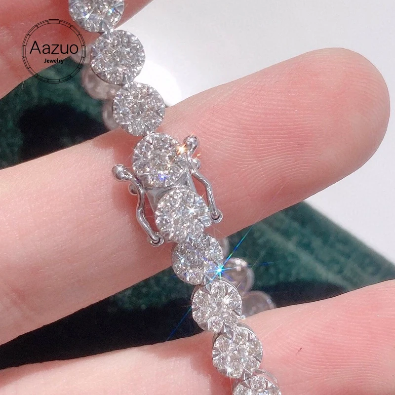 

Aazuo Real 18K White Gold Real Diamonds 4.80ct Luxury Round Bracelet For Woman Upscale Trendy Wedding Engagement Party Au750