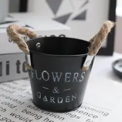 Flower Bucket Vintage Corrosion Resistant Metal Iron Grass Pot Planter Metal Iron Grass Pot Planter for Artificial Plant