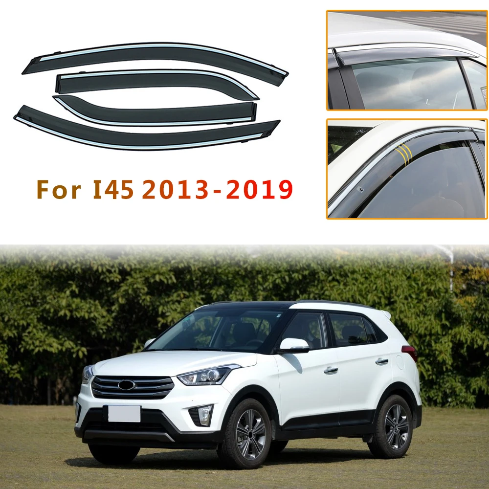 4pc Car Smoke Window Sun Rain exterior visor Deflector Guard For Hyundai I45/Santa Fe 2013 2014 2015 2016 2017 2018 2019