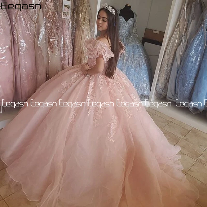 Eeqasn różowy słodki 16 sukienka na Quinceanera 2022 suknia elegancka koronka Vestidos 15 Anos nastoletnie dziewczyny korowód Prom sukienki na przyjęcie