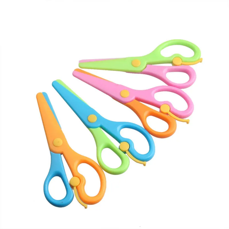 137mm Mini Safety Plastic Scissors Student Kids Stationery Store Kindergarten School Home Supplies DIY Cutting Paper Crafts Tool