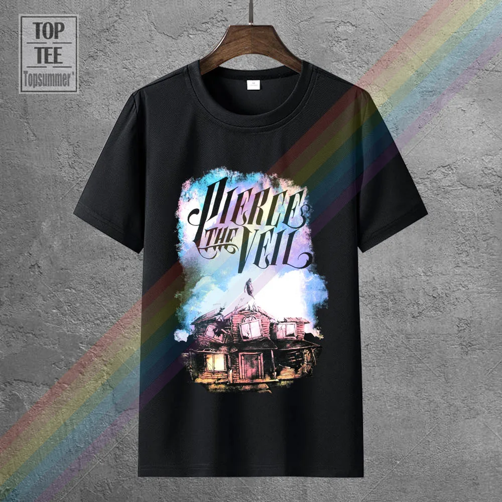 Pierce The Veil Mens T Shirt Ghostie Rising Through Dilapidated House