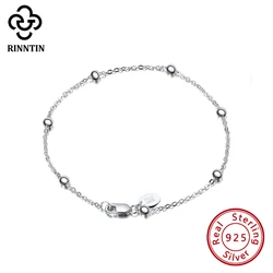 Rinntin Italian 925 Sterling Silver 1.0mm Cable Chain Bracelet With 2.0mm Ball 6.5 7 7.5 8 Inch Size For Girl Accessories TSB67