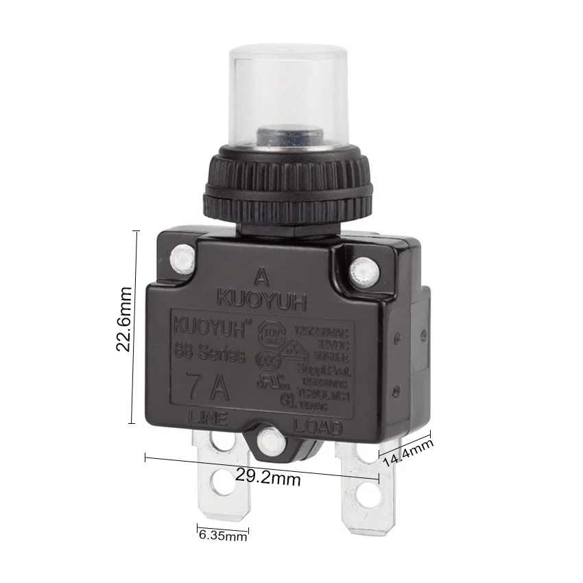 4 PSC KUOYUH 88 Series 3A 5A 6A 7A 8A 9A 10A 12A 15A Circuit Breaker Switch Over Current Protector