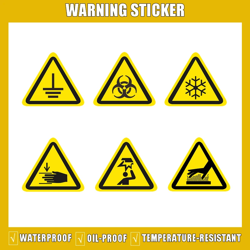 

5Pcs/Set Warning Stickers Signs Security Work Safety Warning Labels Water-Proof Oil-Proof Wall Machine Remind Tags Sticker