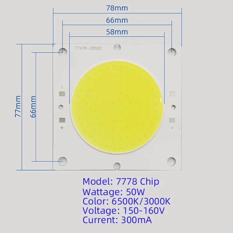 LED Chips COB Light Beads, Street Lamp Spotlight, Kit Driver Spotlight, Fonte Spotlight, Fonte de luz DIY, 50W