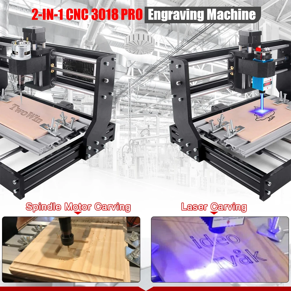 Imagem -02 - Cnc 3018 Pro Gravador a Laser Roteador Eixos Grbl Fresagem de Metal Corte Máquina de Gravação a Laser Madeira Acrílico Impressora Pcb