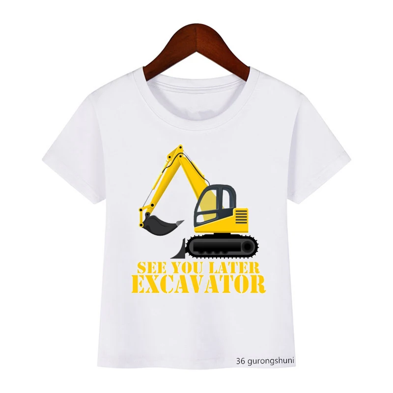 

Excavator Lovers Funny Toddler Birthday Party Cartoon T Shirt Funny Boys T-shirt Kids T Shirts Summer Casual Cool Quality Tops