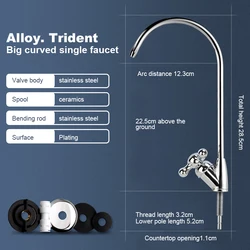 304 Stainless Steel Kitchen Water Faucet Chrome Plated 1/4 Inch Connect Reverse Osmosis Faucet For Drinking Water Purifier