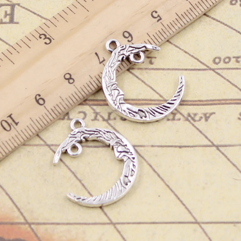 10pcs Charms Moon Face 26x21mm Tibetan Silver Color Pendants Antique Jewelry Making DIY Handmade Craft Pendant