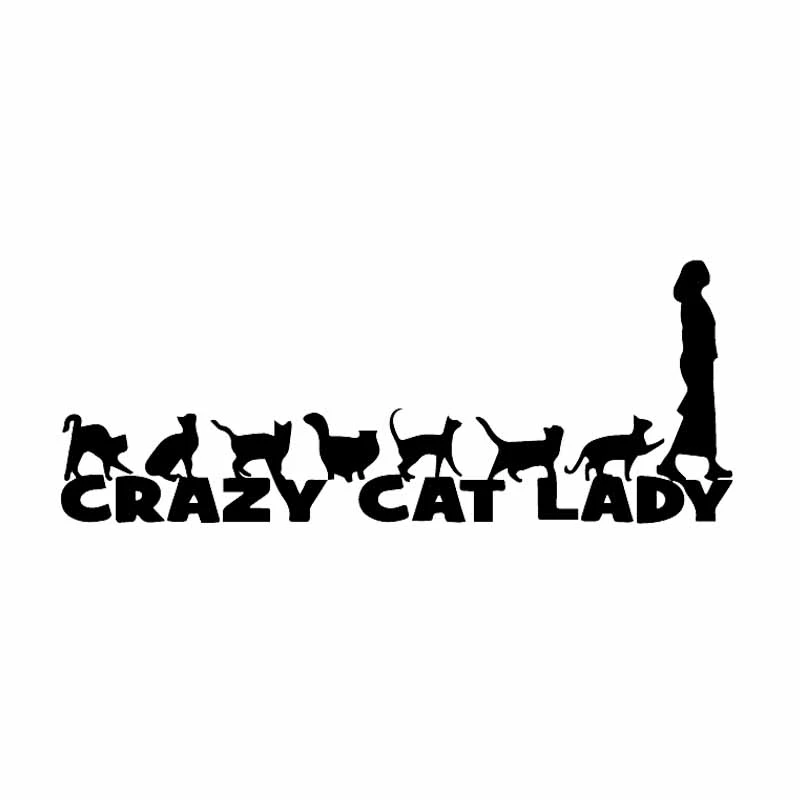 Funny Crazy Cat Lady Right Facing Cute Car Sticker Window Automobiles Motorcycles Exterior Accessories Vinyl Decals,19cm*7.6cm