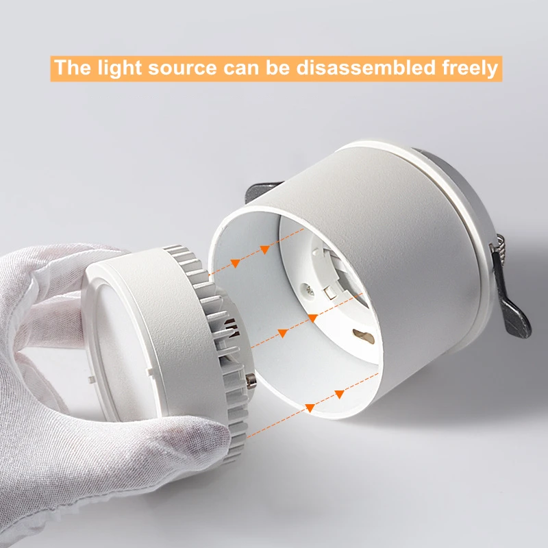 Dimmable embedded foldable rotating downlight 7W/12W COB LED ceiling spotlight AC85~220V LED backlight indoor lighting