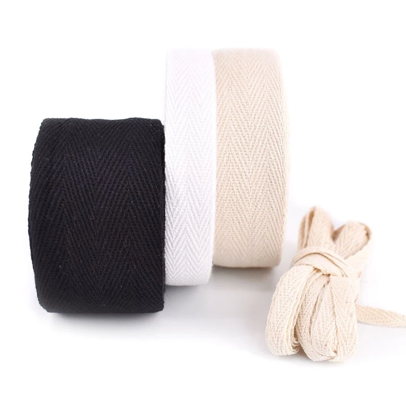 50 Yards Herringbone Tape100% Cotton Ribbon High Tenacity Belt Bag Lable Ribbon Sewing Tape Bias Binding DIY Crafts Accessories