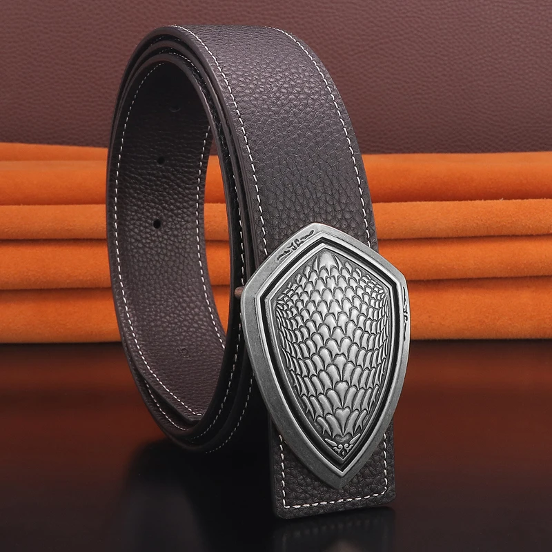 High Quality Chinese Style 3.8cm buckle fashion belt men designer genuine leather luxury Waist Strap popular ceinture homme