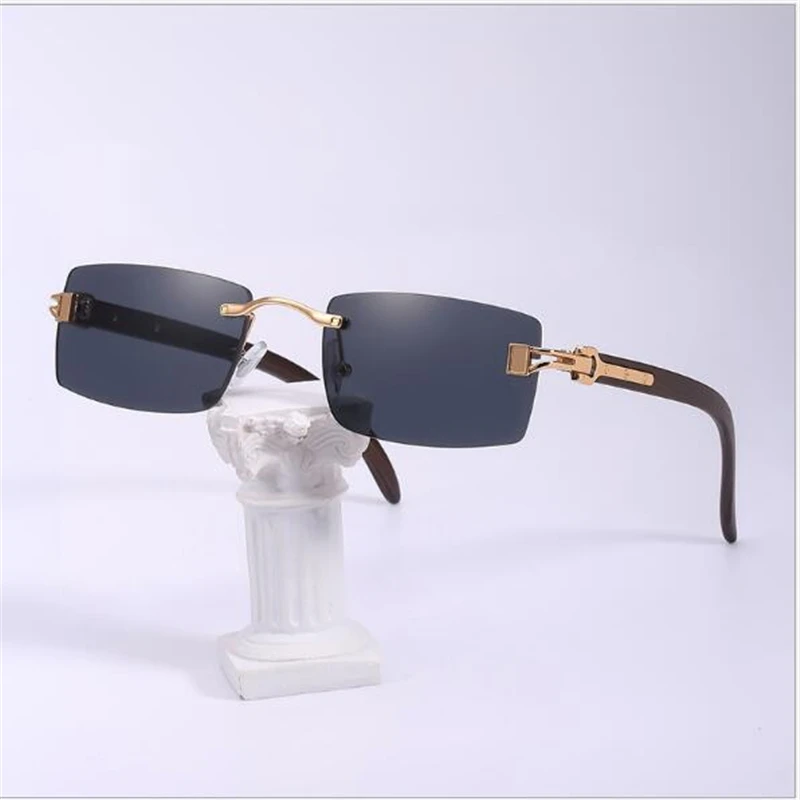 

2023 men's sunglasses New rectangular rimless glasses Luxury sun visor wholesale