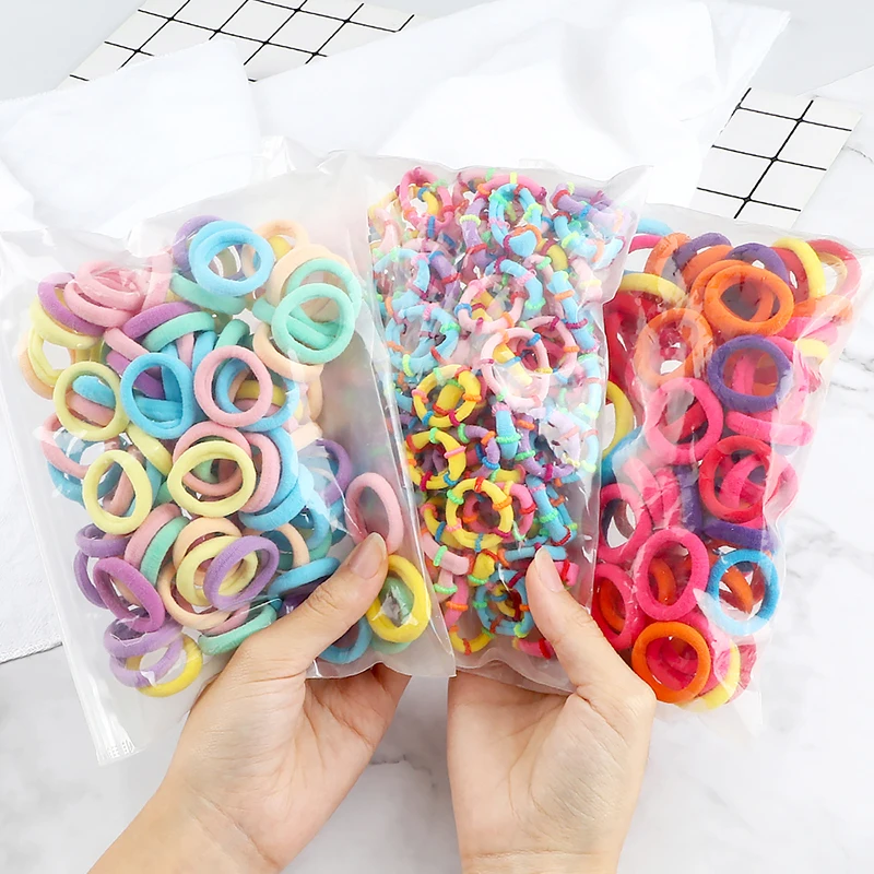 Headband pequeno colorido para bebês meninas, bandas de cabelo para crianças, High Elastic Scrunchies para crianças, acessórios para cabelo, 7 estilos, 50 pcs, 100pcs set