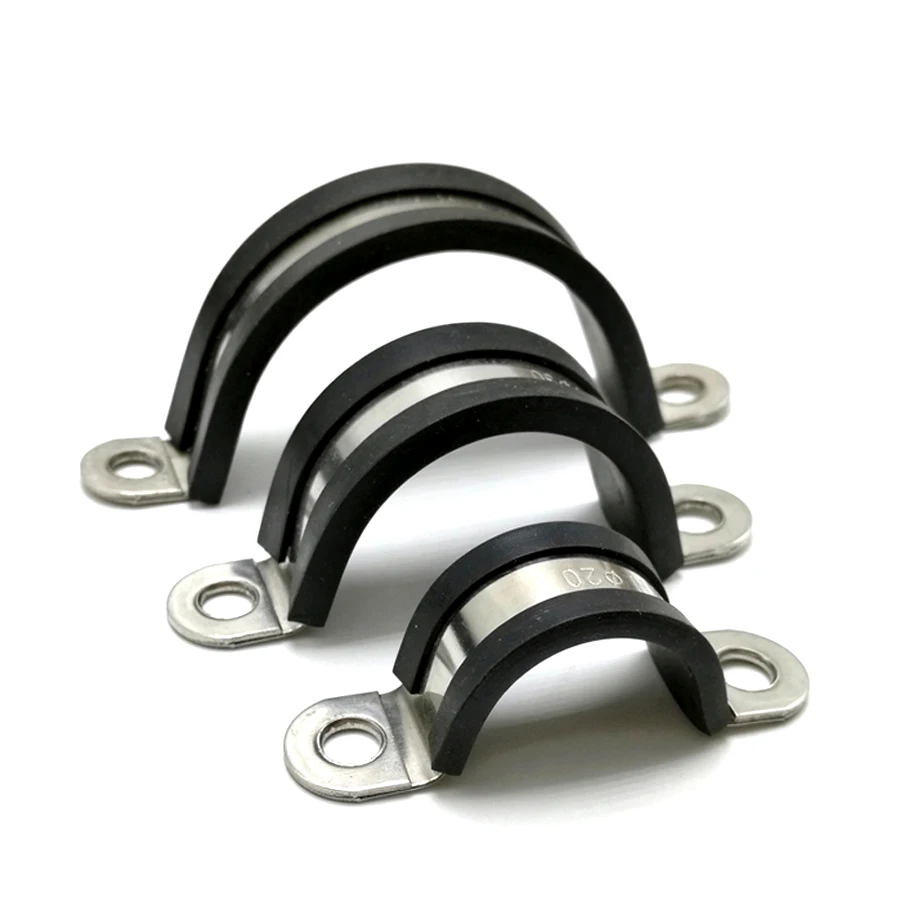 【15mm Width】304 Stainless Steel Saddle Clamp Rubber Clamps ,C003
