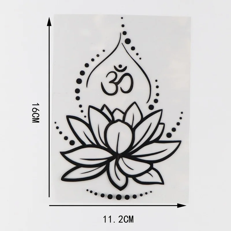 Modern Cartoon Vinyl Car Sticker Decal Decorative Style of Buddhist Lotus Black/Silver for Lada Stickers 11.2 X16CM