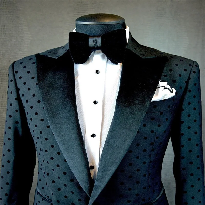 

2020 Dot Wedding Dress Coat Mens Blazer Jacket Fashion Casual Suit Jacket Stage DJ Men's Business Blazers Costume Hom