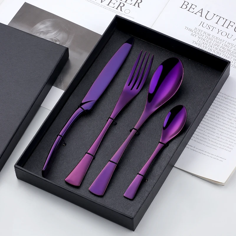 Buyer Star Stylish Tableware Set With Box Flatware Cutlery Stainless Steel Utensils Kitchen Dinnerware include Knife Fork Spoon